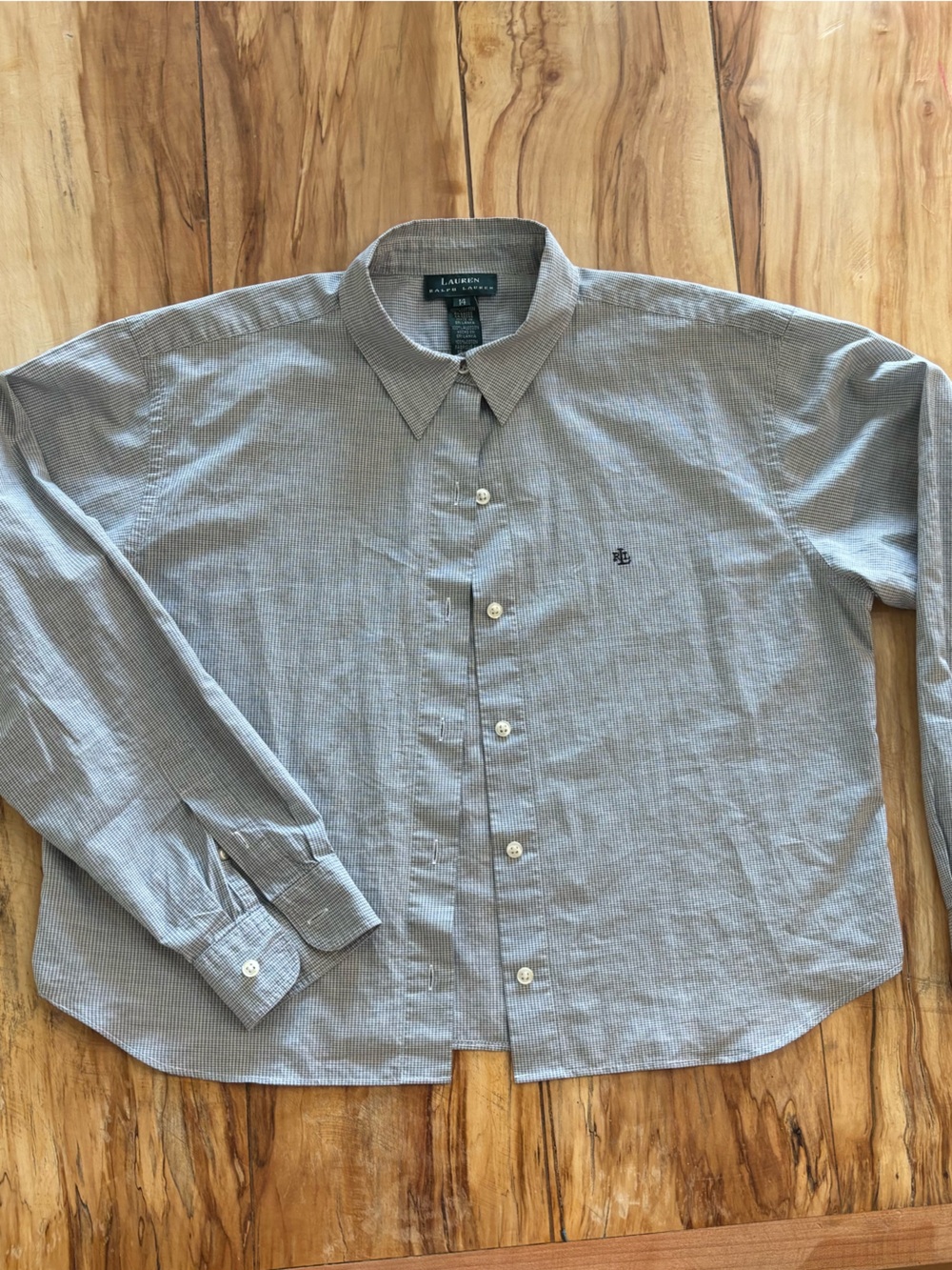 Ralph Lauren Lauren Dress Shirt in Gray and White Micro-Check